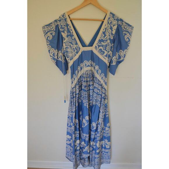 FARM RIO x Anthropologie V-Neck Puff Sleeve Dress Size M - Picture 6 of 8